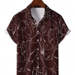 Men's Shirt Top, Abstract Pattern Camp Collar Bowling Shirts Short Sleeves Closure Summer Hawaiian Shirt Male Casual Button Up Shirt For Daily Vacation Resorts Beach Shirts For Men