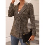 Women's Plaid Double Breasted Long Coat - Elegant Fall & Spring Outerwear