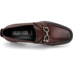 Men's Luxury Coffee Leather Penny Loafers, Classic Fashion Handmade Dress Shoes Casual Slip-on Loafer for Mens