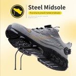 Steel Toe Shoes for Men Women Safety Work Shoes with Cushioned Sole Lightweight Breathable Slip-on Safety Sneakers Industrial Construction Non-Slip Work Footwear