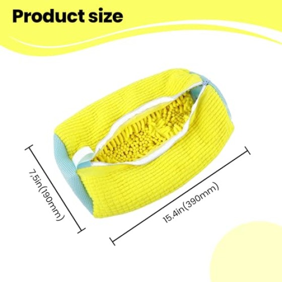 Reusable Shoe Washing Bag for Machine - Protective Laundry Shoe Cleaner with Chenille Fibers for Sneakers & Athletic Shoes - Yellow