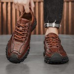 Men's Handmade Premium Leather Non-Slip Orthopedic Shoes, Comfortable Fashion Slip-On Loafers for Driving Hiking