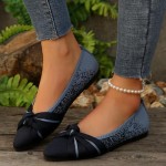 Women's Flats Pointed Toe Bow Knit Ballet Flat Shoes Comfortable Dressy Mesh Slip On Ballerina Flats for Women