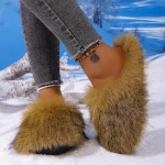 Women's Plush Non-Slip Slippers, Memory Foam Indoor Outdoor Use Winter Home Style Slippers