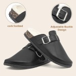 Suede Clogs for Women Men Fuzzy PU Soft Cork Footbed Leather Mules Comfort Potato Shoes with Arch Support