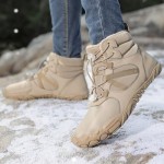 Winter Barefoot Boots Women Men Hiking Boots, Waterproof Warm Hike Barefoot Shoes, Non-Slip Zero Drop Snow Shoes, Fur Lined Wide Toe Walking Outdoor Footwear