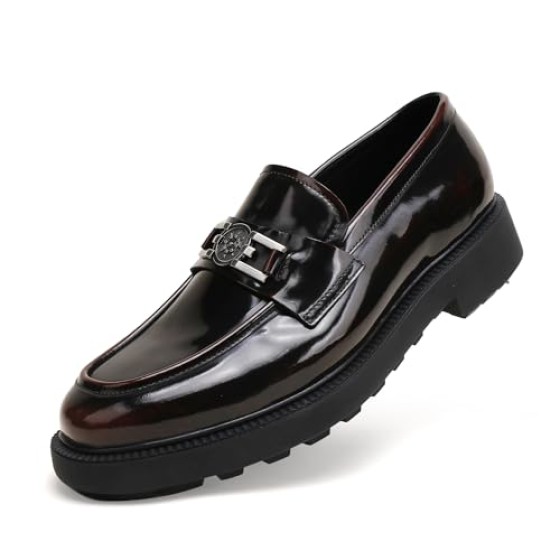 Generic Mens Casual Leather Black Dress Loafer Shoes, Fashion Classic Buckle Slip-on Penny Party Shoes Wedding Loafers for Mens