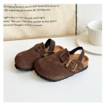 Kids Suede Clogs Toddler Clogs Boys Girls Sandals Cork Adjustable Buckle Mules