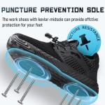 Furuian Steel Toe Indestructible Shoes Men Women Lightweight Puncture Resistant Safety Work Shoes Sneakers for Construction Working Breathable