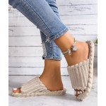 Slippers for Women Corduroy Memory Foam Indoor Slippers Open Toe Slip On Bedroom Comfy House Slide Slipper Shoes