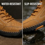 Men's Orthopedic Waterproof Leather Work Boots - Wide Width, Arch Support, Comfortable Handmade Outdoor Ankle Boots